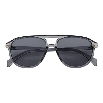 EPOCH Classic Flat Top Plastic Aviator Clear-Gray Sunglasses Smoke Lens