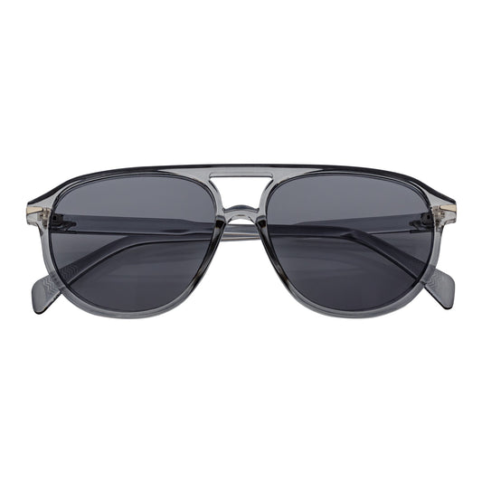 EPOCH Classic Flat Top Plastic Aviator Clear-Gray Sunglasses Smoke Lens