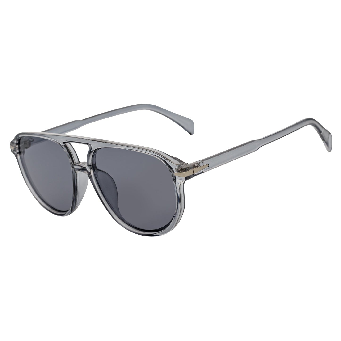 EPOCH Classic Flat Top Plastic Aviator Clear-Gray Sunglasses Smoke Lens