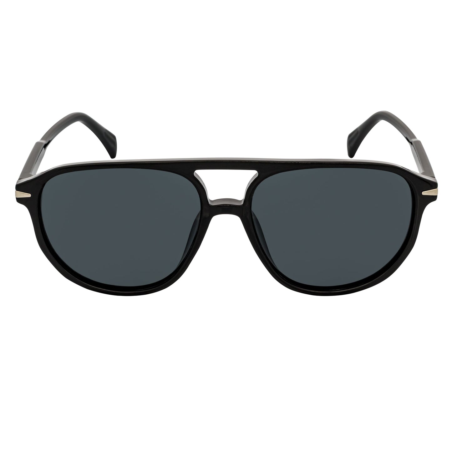 EPOCH - Classic Flat Top Plastic Aviator Sunglasses Black Smoke