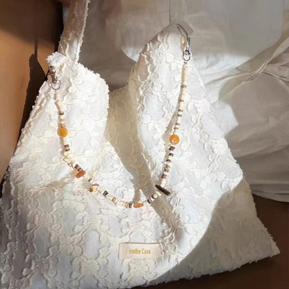 Retro Design Beaded Shoulder Bag – Lightweight & Versatile Women's Spring and Autumn Cloth Hobo Purse