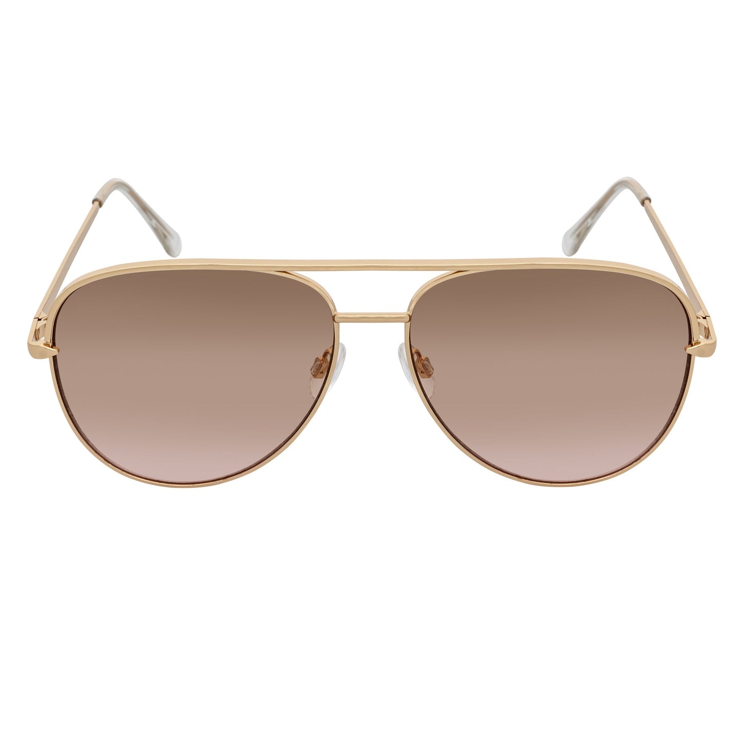 KEY - Oversize Large Flat Lens Metal Aviator Sunglasses Gold Amber Fade