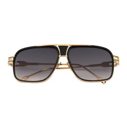 MAC - Two-Tone Square Metal Aviator Black-Gold Sunglasses Lavender Fade Lens