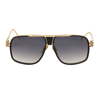 MAC - Two-Tone Square Metal Aviator Black-Gold Sunglasses Lavender Fade Lens