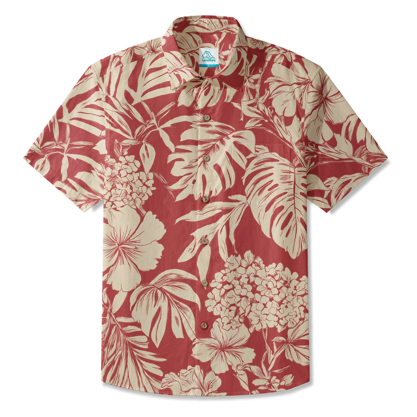 LeosWare® Men's Hawaiian Shirt Short Sleeve Button-up Breathable & Quick-Dry Aloha Tropical Timelessness