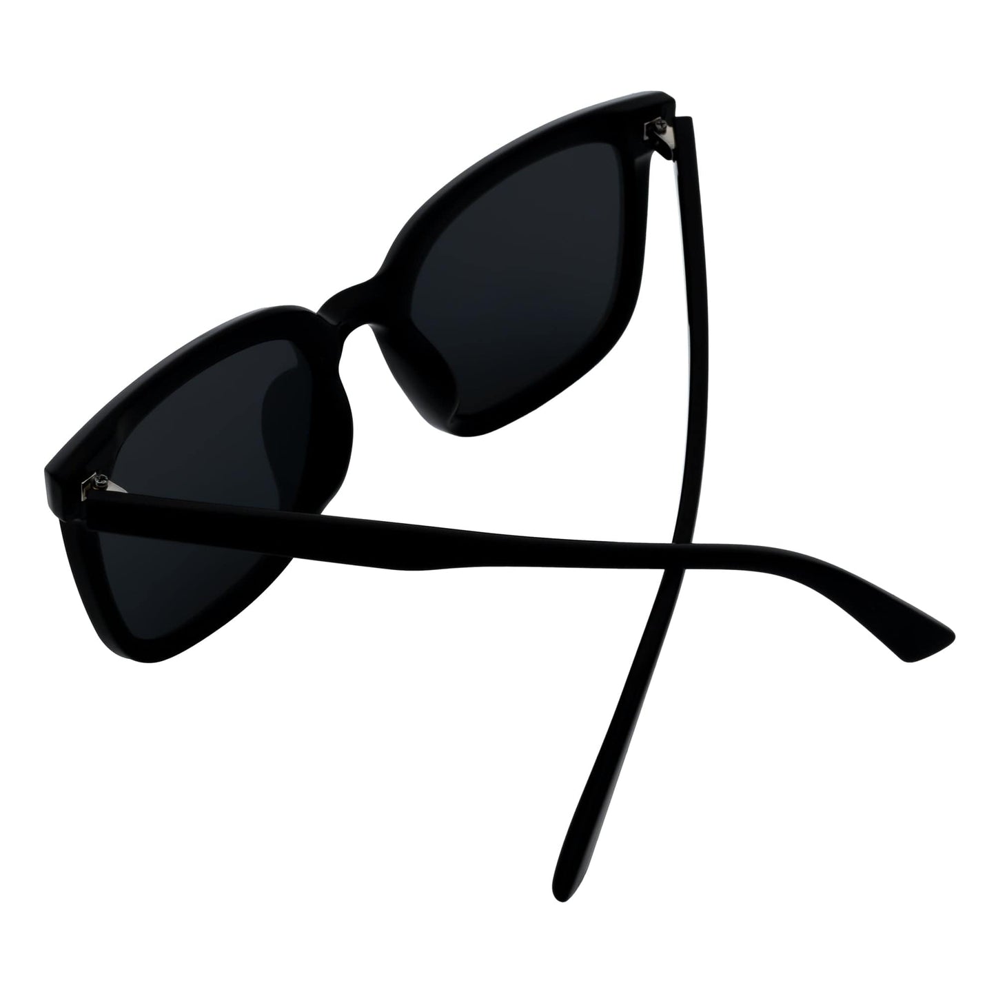 KATIE - Womens Polarized Oversize Square Cat-Eye Sunglasses Black Smoke