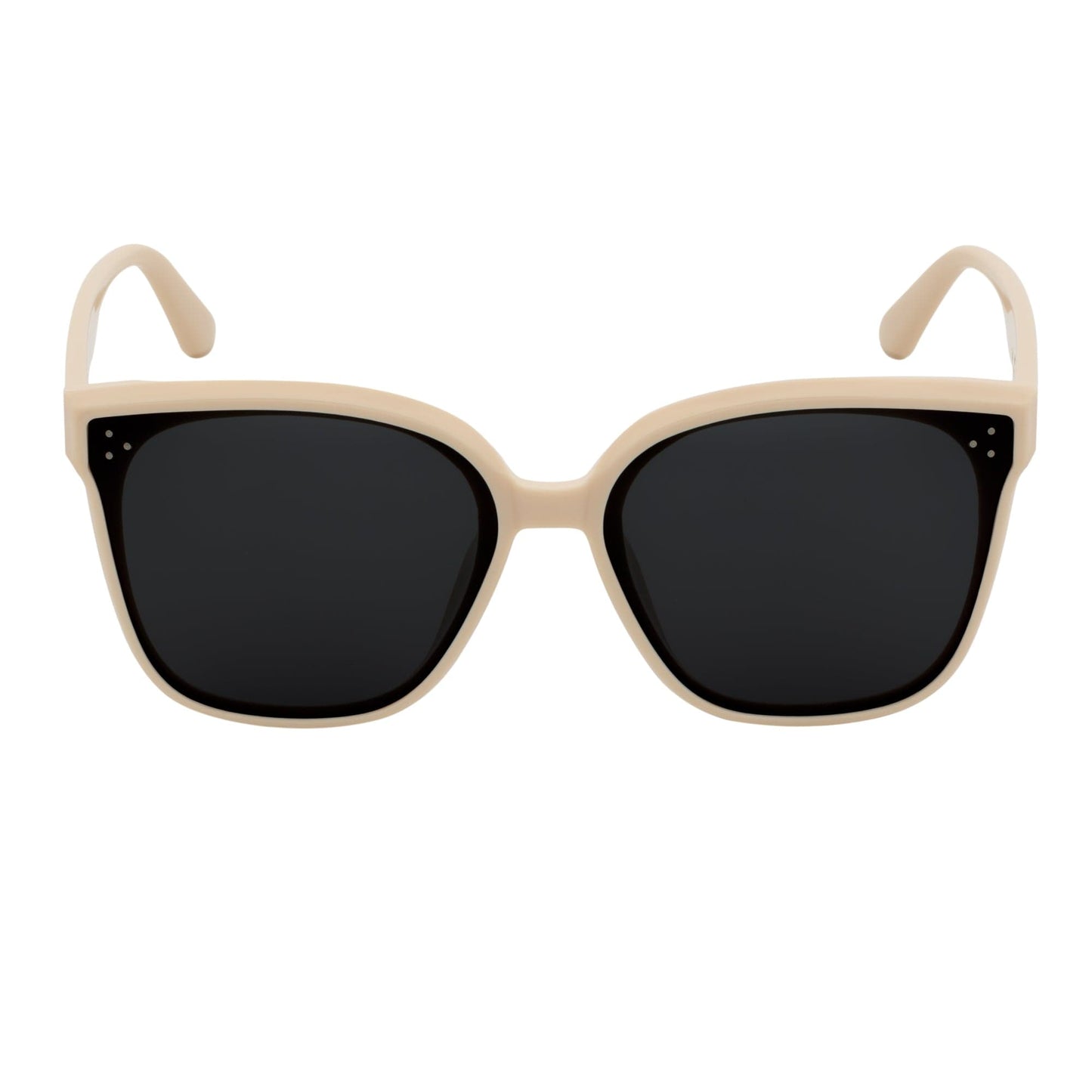 MYA - Polarized Womens Oversize 3 Pin Cat Eye Sunglasses Creme Smoke
