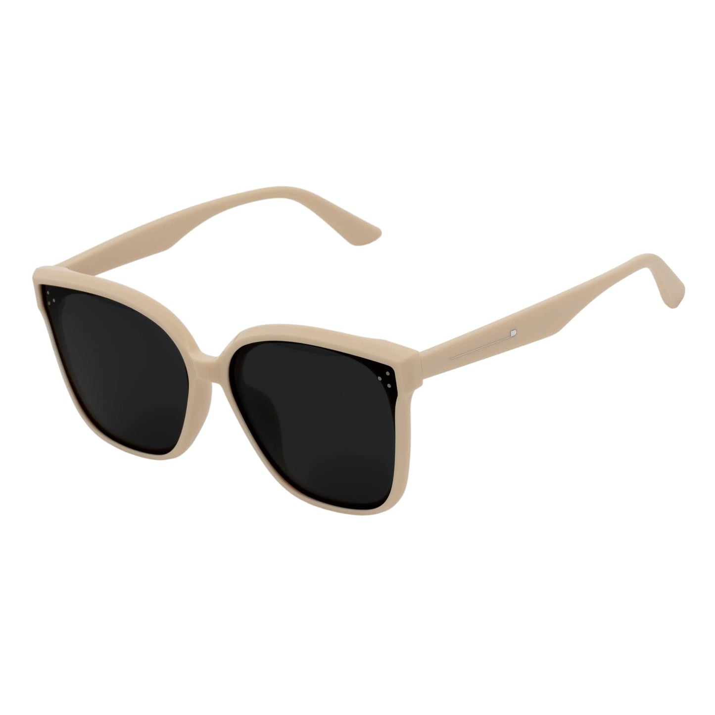 MYA - Polarized Womens Oversize 3 Pin Cat Eye Sunglasses Creme Smoke