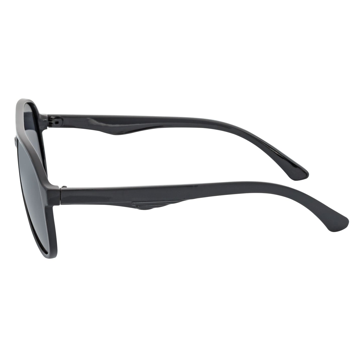 NOS - Polarized Classic Plastic Round Aviator Sunglasses Gloss Black Smoke Lens