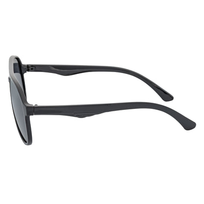 NOS - Polarized Classic Plastic Round Aviator Sunglasses Gloss Black Smoke Lens