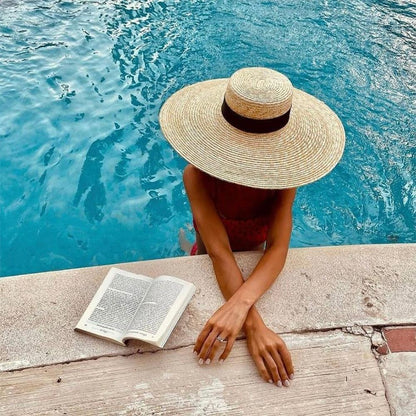 Oversized Big Modern Straw Hats For Women Summer Large Brim Sun Hat Luxury Beach Hat UV Protection Comfortable Hat For Party Summer Accessories