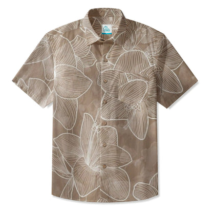 LeosWare® Men's Hawaiian Shirt Short Sleeve Button-up 95% Polyester, 5% Spandex Aloha Pure Sketch