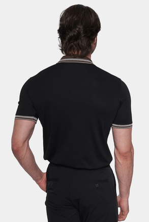 The Mercerized Cotton Polo (Black & Brown Accent)