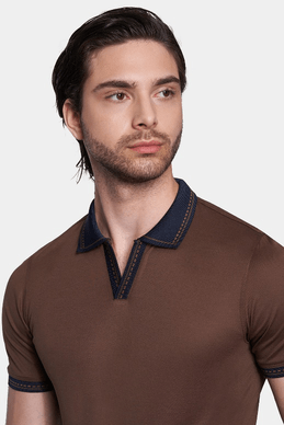 TheMercerized Cotton Open Polo (Chocolate)