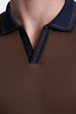 TheMercerized Cotton Open Polo (Chocolate)