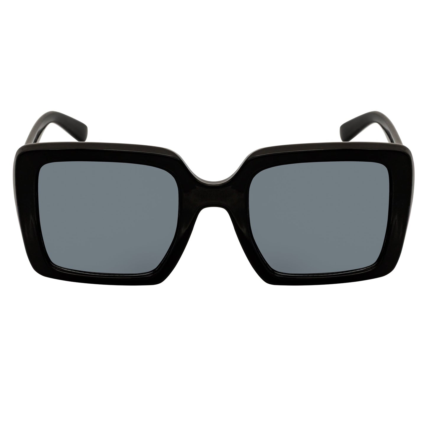 QUAD - Retro Modern Oversize Square Black Sunglasses Smoke Lens