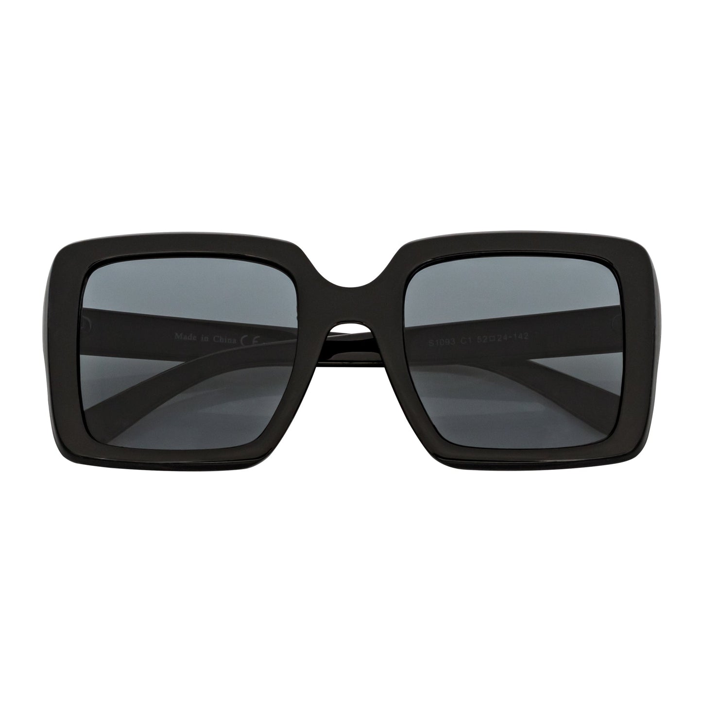 QUAD - Retro Modern Oversize Square Black Sunglasses Smoke Lens