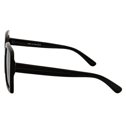 QUAD - Retro Modern Oversize Square Black Sunglasses Smoke Lens