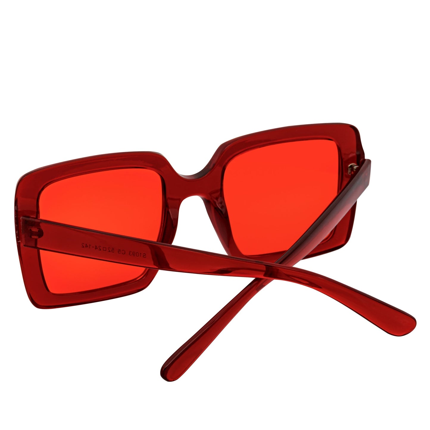 QUAD - Retro Modern Oversize Square Red Sunglasses Red Tint Lens