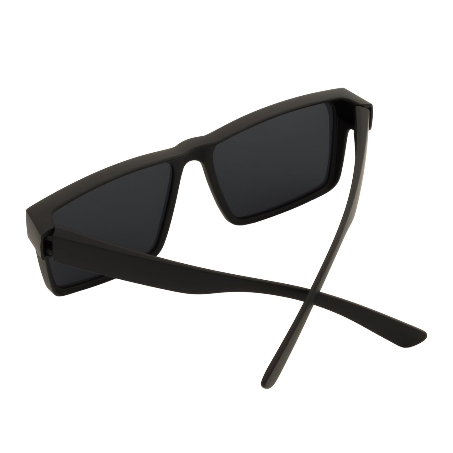 SHADOW - Large Polarized Square Fit Over Matte Black Sunglasses Dark Smoke Lens