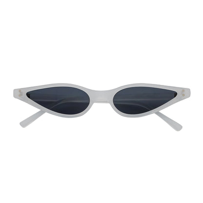 SIAMESE - Mid Century Small Slim Pointed Cat Eye Sunglasses White Smoke Lens