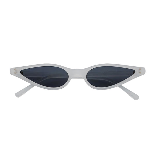 SIAMESE - Mid Century Small Slim Pointed Cat Eye Sunglasses White Smoke Lens