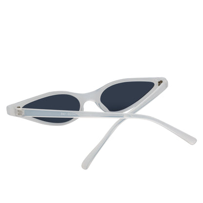 SIAMESE - Mid Century Small Slim Pointed Cat Eye Sunglasses White Smoke Lens