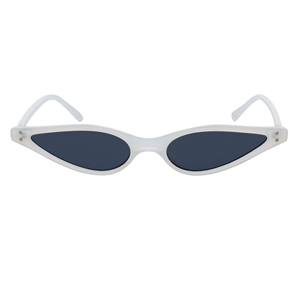 SIAMESE - Mid Century Small Slim Pointed Cat Eye Sunglasses White Smoke Lens