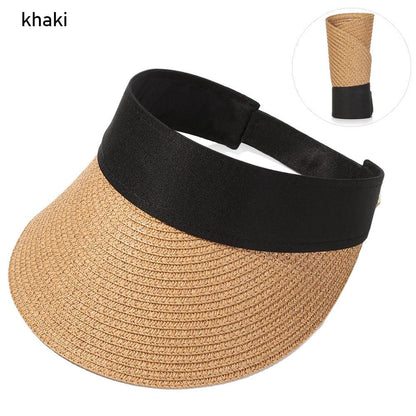 Summer Adjustable Empty Top Hat Portable Foldable Women's Beach Hat Wide Brim Women Sun Hat Fashion Casual Comfortable Cap Visors For Outdoor Activities