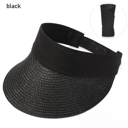 Summer Adjustable Empty Top Hat Portable Foldable Women's Beach Hat Wide Brim Women Sun Hat Fashion Casual Comfortable Cap Visors For Outdoor Activities