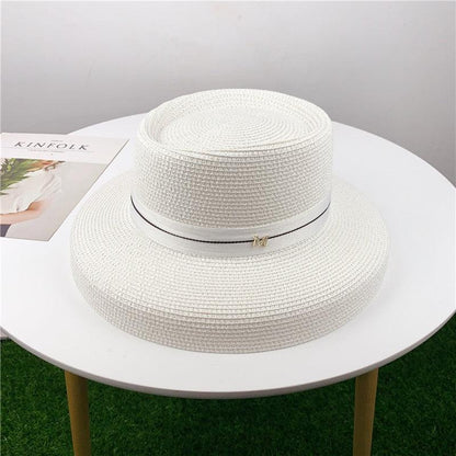 Summer Hat New Female Sun Hat Folding Beach Hat New Women's Ladies Wide Large Brim Floppy Folding Summer Beach Sun Hat Straw Cap Big Brim Elegant White Travel Sun Hat 55-58CM