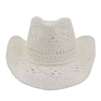 Vintage Straw Cowboy Hat Hand Made Beach Straw Hat Summer Outdoor Men's And Women's Big Brim Sun Hat  Elegant Party Cap Sun Protection Unisex Hats Breathable Hat