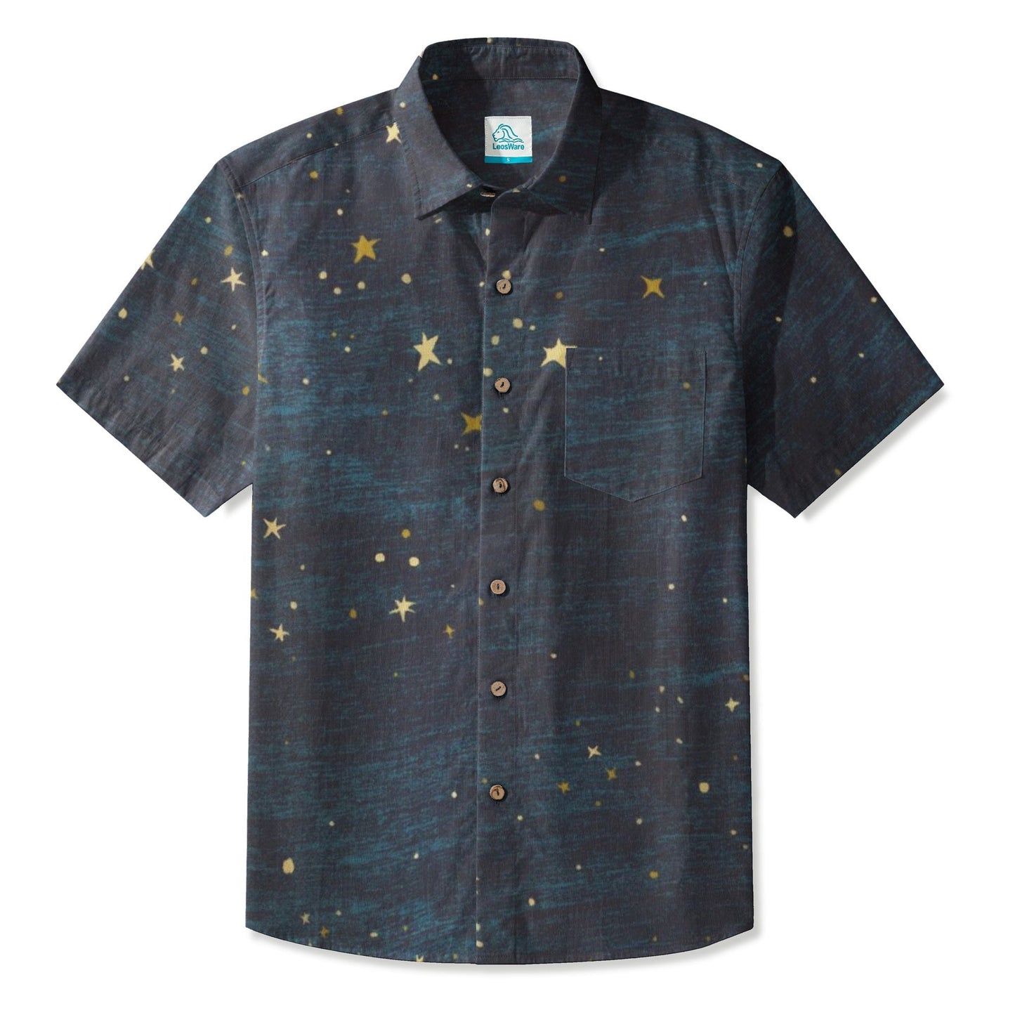 LeosWare® Men's Hawaiian Shirt Short Sleeve Button-up 95% Polyester, 5% Spandex Aloha Dust Nova