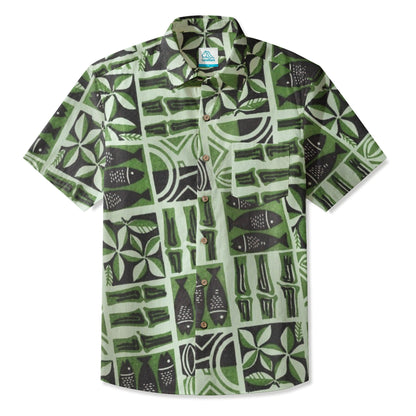 LeosWare® Men's Hawaiian Shirt Short Sleeve Button-up Breathable & Quick-Dry Aloha Tiki Catch