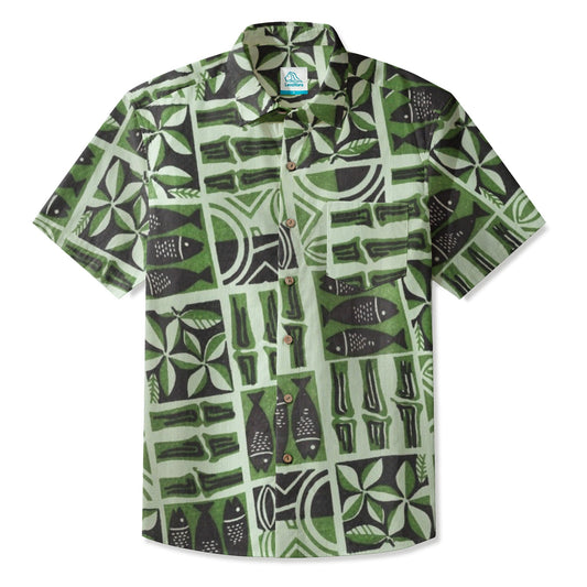 LeosWare® Men's Hawaiian Shirt Short Sleeve Button-up Breathable & Quick-Dry Aloha Tiki Catch